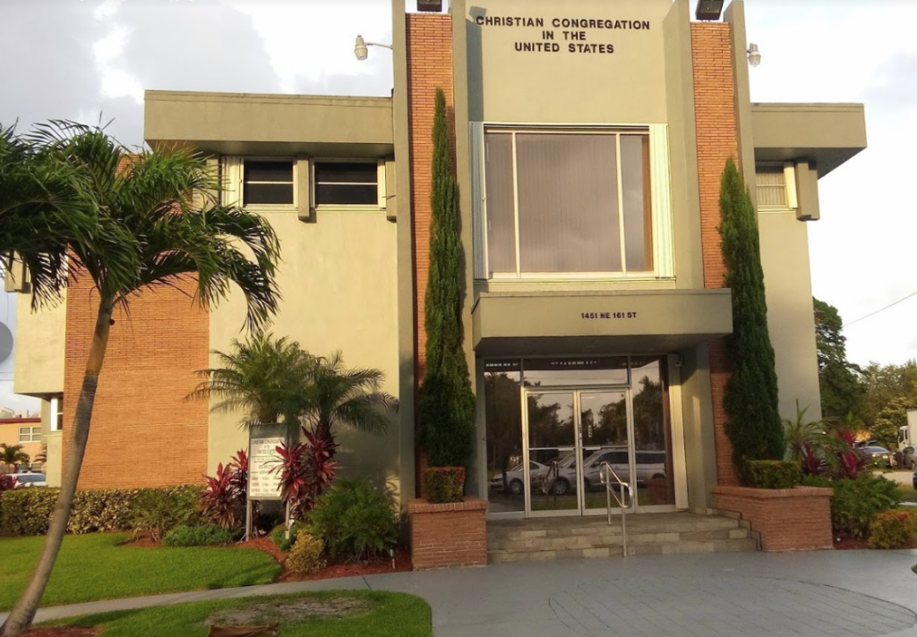Fachada de Congregação Cristã nos Estados Unidos - Central de Miami