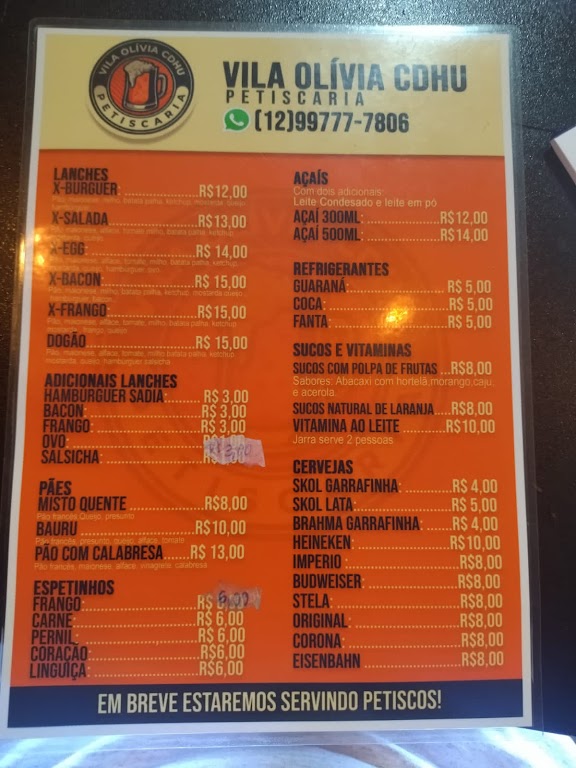 Fachada de Vila Olivia CDHU Lanchonete e Petiscaria