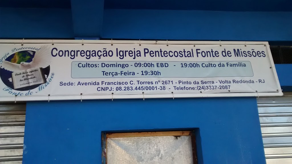 Fachada de Congregação Igreja Pentecostal Fonte de Missões
