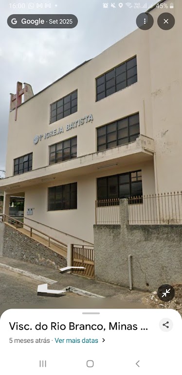 Fachada de Primeira Igreja Batista em Visconde do Rio Branco